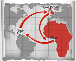 Mappa del Triangular Trade.